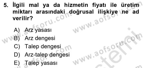 Spor Ekonomisi Dersi 2020 - 2021 Yılı Yaz Okulu Sınav Soruları 5. Soru