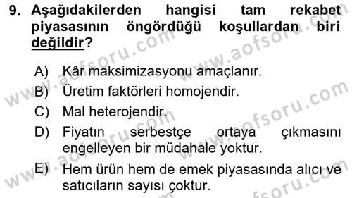 Spor Ekonomisi Dersi Yaz Okulu Sınavı Deneme Sınav Soruları 9. Soru