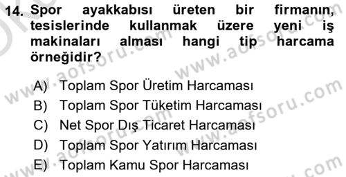 Spor Ekonomisi Dersi 2021 - 2022 Yılı Yaz Okulu Sınav Soruları 14. Soru