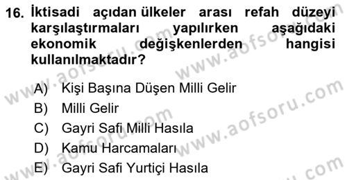 Spor Ekonomisi Dersi 2021 - 2022 Yılı Yaz Okulu Sınav Soruları 16. Soru