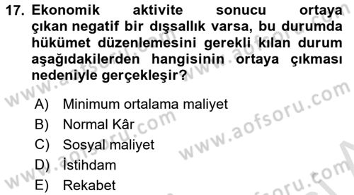 Spor Ekonomisi Dersi 2021 - 2022 Yılı Yaz Okulu Sınav Soruları 17. Soru