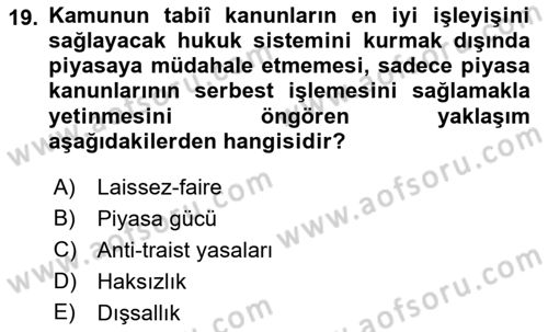 Spor Ekonomisi Dersi 2021 - 2022 Yılı Yaz Okulu Sınav Soruları 19. Soru