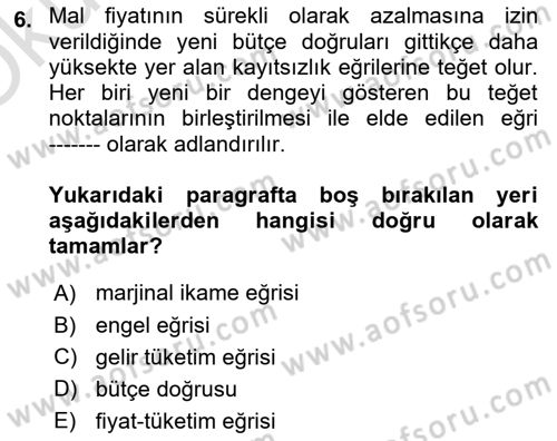 Spor Ekonomisi Dersi 2021 - 2022 Yılı Yaz Okulu Sınav Soruları 6. Soru