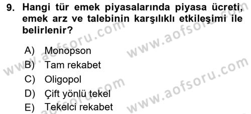 Spor Ekonomisi Dersi 2021 - 2022 Yılı Yaz Okulu Sınav Soruları 9. Soru
