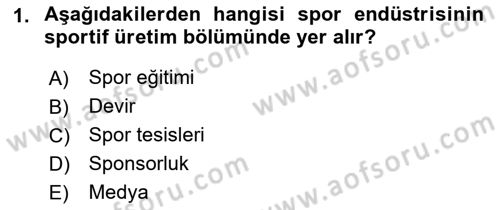 Spor Ekonomisi Dersi 2022 - 2023 Yılı Yaz Okulu Sınav Soruları 1. Soru