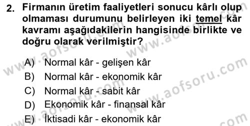 Spor Ekonomisi Dersi 2022 - 2023 Yılı Yaz Okulu Sınav Soruları 2. Soru