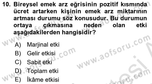 Spor Ekonomisi Dersi 2023 - 2024 Yılı (Final) Dönem Sonu Sınavı 10. Soru