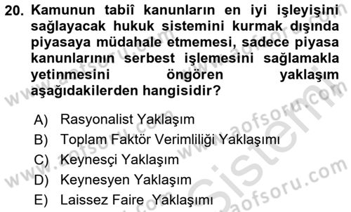 Spor Ekonomisi Dersi 2023 - 2024 Yılı Yaz Okulu Sınav Soruları 20. Soru
