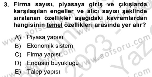 Spor Ekonomisi Dersi 2023 - 2024 Yılı Yaz Okulu Sınav Soruları 3. Soru