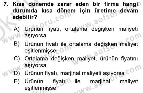 Spor Ekonomisi Dersi 2023 - 2024 Yılı Yaz Okulu Sınav Soruları 7. Soru