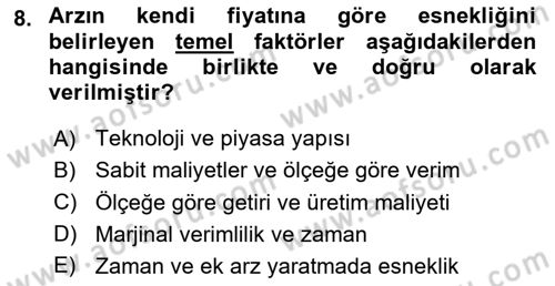 Spor Ekonomisi Dersi Yaz Okulu Sınavı Deneme Sınav Soruları 8. Soru