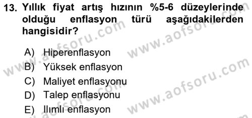 Genel Ekonomi Dersi 2021 - 2022 Yılı (Final) Dönem Sonu Sınav Soruları 13. Soru