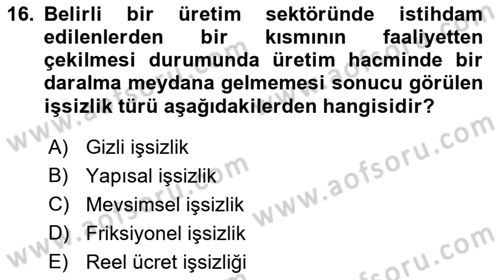 Genel Ekonomi Dersi 2021 - 2022 Yılı (Final) Dönem Sonu Sınav Soruları 16. Soru