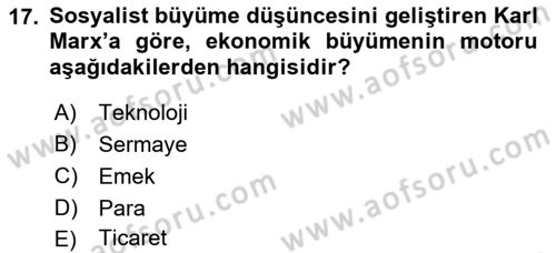 Genel Ekonomi Dersi 2021 - 2022 Yılı (Final) Dönem Sonu Sınav Soruları 17. Soru