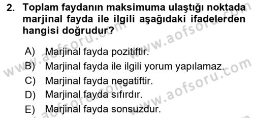 Genel Ekonomi Dersi 2021 - 2022 Yılı (Final) Dönem Sonu Sınav Soruları 2. Soru