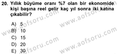 Genel Ekonomi Dersi 2021 - 2022 Yılı (Final) Dönem Sonu Sınav Soruları 20. Soru