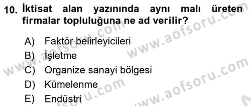 Genel Ekonomi Dersi 2024 - 2025 Yılı (Vize) Ara Sınav Soruları 10. Soru