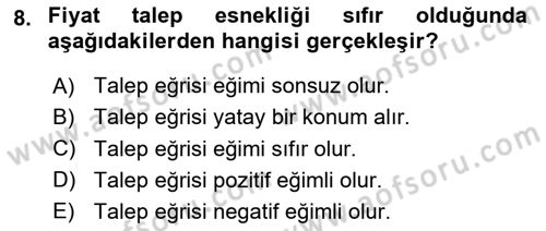 Genel Ekonomi Dersi 2024 - 2025 Yılı (Vize) Ara Sınav Soruları 8. Soru