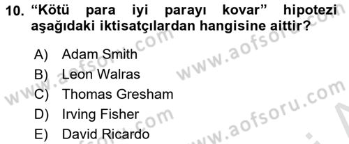 Genel Ekonomi Dersi 2024 - 2025 Yılı Yaz Okulu Sınav Soruları 10. Soru