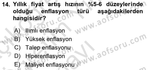 Genel Ekonomi Dersi 2024 - 2025 Yılı Yaz Okulu Sınav Soruları 14. Soru