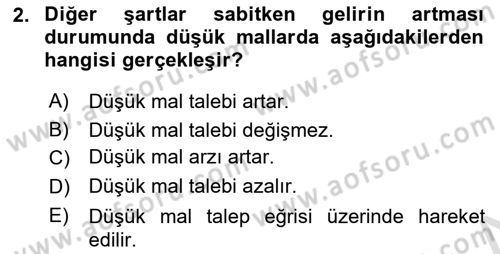Genel Ekonomi Dersi 2024 - 2025 Yılı Yaz Okulu Sınav Soruları 2. Soru