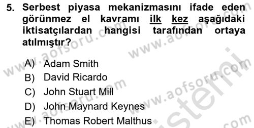 Genel Ekonomi Dersi 2024 - 2025 Yılı Yaz Okulu Sınav Soruları 5. Soru
