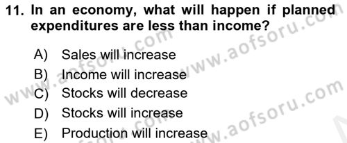 Introduction to Economics 2 Dersi 2017 - 2018 Yılı (Vize) Ara Sınav Soruları 11. Soru
