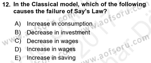 Introduction to Economics 2 Dersi 2017 - 2018 Yılı (Vize) Ara Sınav Soruları 12. Soru