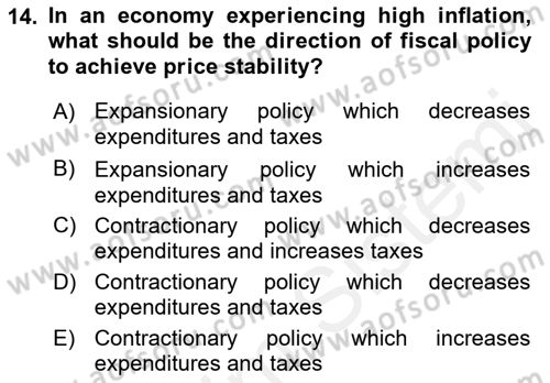 Introduction to Economics 2 Dersi 2017 - 2018 Yılı (Vize) Ara Sınav Soruları 14. Soru