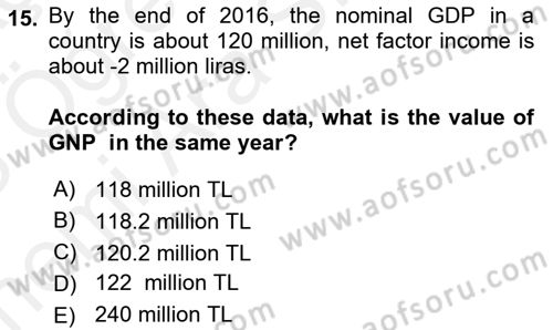 Introduction to Economics 2 Dersi 2017 - 2018 Yılı (Vize) Ara Sınav Soruları 15. Soru