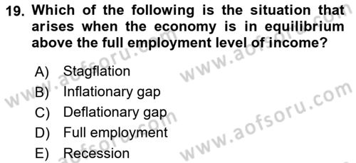 Introduction to Economics 2 Dersi 2017 - 2018 Yılı (Vize) Ara Sınav Soruları 19. Soru