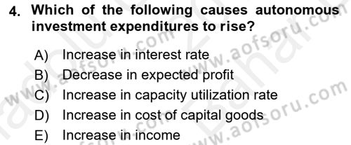 Introduction to Economics 2 Dersi 2017 - 2018 Yılı (Vize) Ara Sınav Soruları 4. Soru