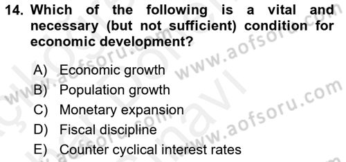 Introduction to Economics 2 Dersi 2017 - 2018 Yılı (Final) Dönem Sonu Sınav Soruları 14. Soru