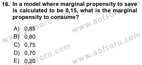 Introduction to Economics 2 Dersi 2017 - 2018 Yılı (Final) Dönem Sonu Sınav Soruları 16. Soru