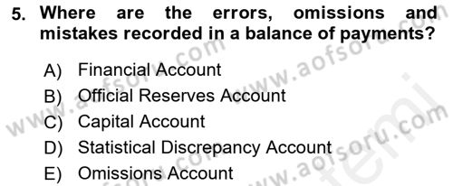 Introduction to Economics 2 Dersi 2017 - 2018 Yılı (Final) Dönem Sonu Sınav Soruları 5. Soru