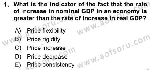 Introduction to Economics 2 Dersi 2018 - 2019 Yılı (Vize) Ara Sınavı 1. Soru