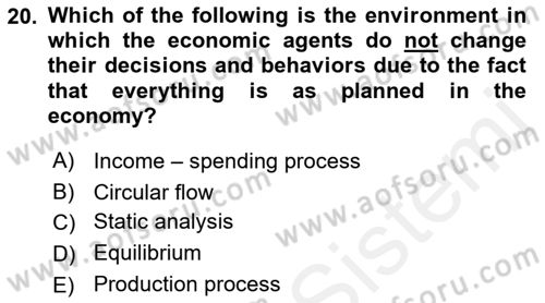 Introduction to Economics 2 Dersi 2018 - 2019 Yılı (Vize) Ara Sınavı 20. Soru