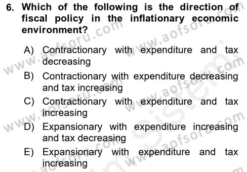 Introduction to Economics 2 Dersi 2018 - 2019 Yılı (Vize) Ara Sınavı 6. Soru