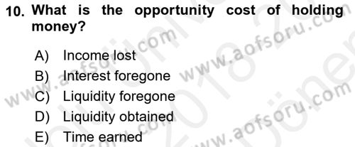 Introduction to Economics 2 Dersi 2018 - 2019 Yılı (Final) Dönem Sonu Sınav Soruları 10. Soru