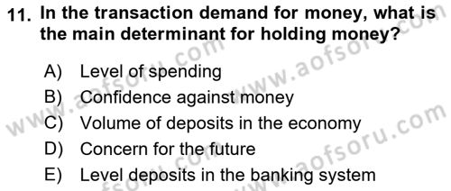 Introduction to Economics 2 Dersi 2018 - 2019 Yılı (Final) Dönem Sonu Sınav Soruları 11. Soru