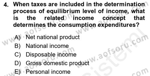 Introduction to Economics 2 Dersi 2018 - 2019 Yılı (Final) Dönem Sonu Sınav Soruları 4. Soru