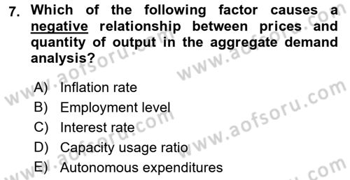 Introduction to Economics 2 Dersi 2018 - 2019 Yılı (Final) Dönem Sonu Sınav Soruları 7. Soru