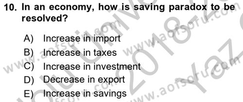 Introduction to Economics 2 Dersi 2018 - 2019 Yılı Yaz Okulu Sınav Soruları 10. Soru