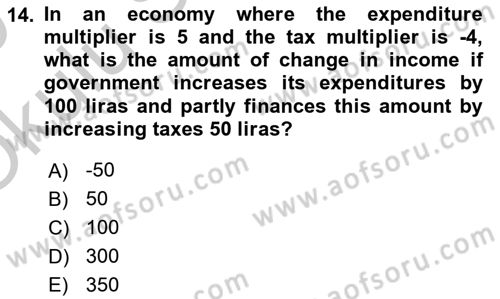 Introduction to Economics 2 Dersi 2018 - 2019 Yılı Yaz Okulu Sınav Soruları 14. Soru