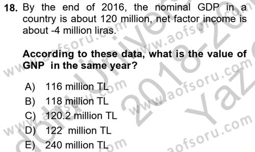 Introduction to Economics 2 Dersi 2018 - 2019 Yılı Yaz Okulu Sınav Soruları 18. Soru