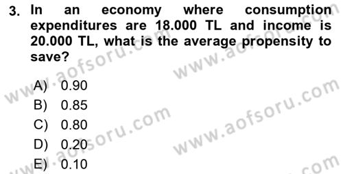 Introduction to Economics 2 Dersi 2018 - 2019 Yılı Yaz Okulu Sınavı 3. Soru