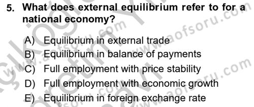 Introduction to Economics 2 Dersi 2018 - 2019 Yılı Yaz Okulu Sınav Soruları 5. Soru