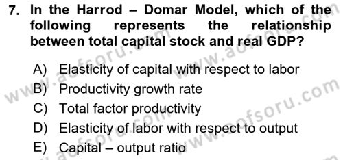 Introduction to Economics 2 Dersi 2018 - 2019 Yılı Yaz Okulu Sınavı 7. Soru