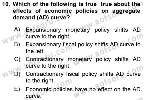Introduction to Economics 2 Dersi 2020 - 2021 Yılı Yaz Okulu Sınav Soruları 10. Soru