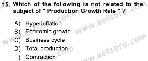 Introduction to Economics 2 Dersi 2020 - 2021 Yılı Yaz Okulu Sınavı 15. Soru